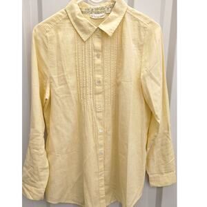 J. Jill Top Blouse Button Up Gingham Yellow Small